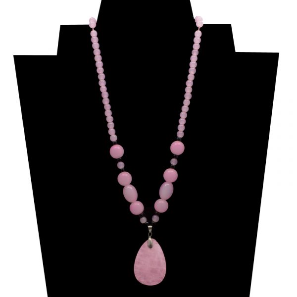 Colar com pingente Quartzo rosa