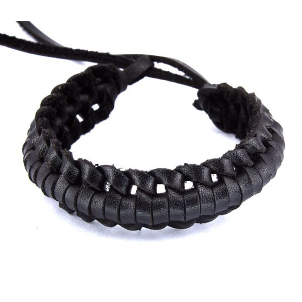 Pulseira de couro preta 02