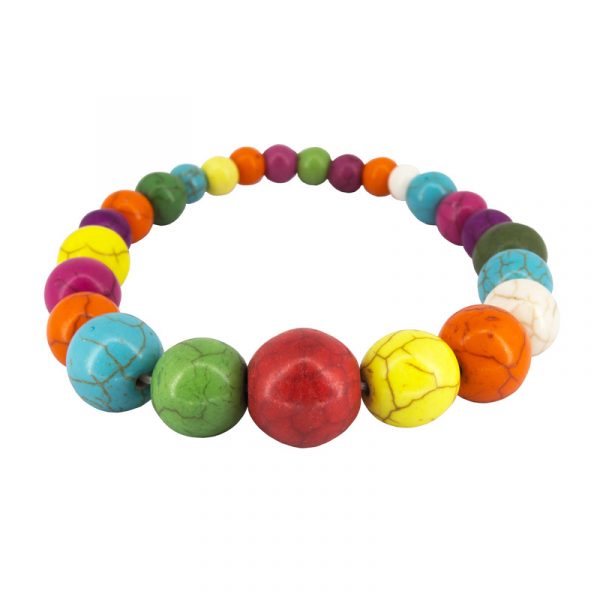 Pulseira de bola Howlita colorida