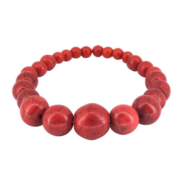 Pulseira de bola Howlita vermelha