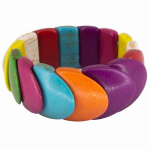 Pulseira de pedra Howlita colorida
