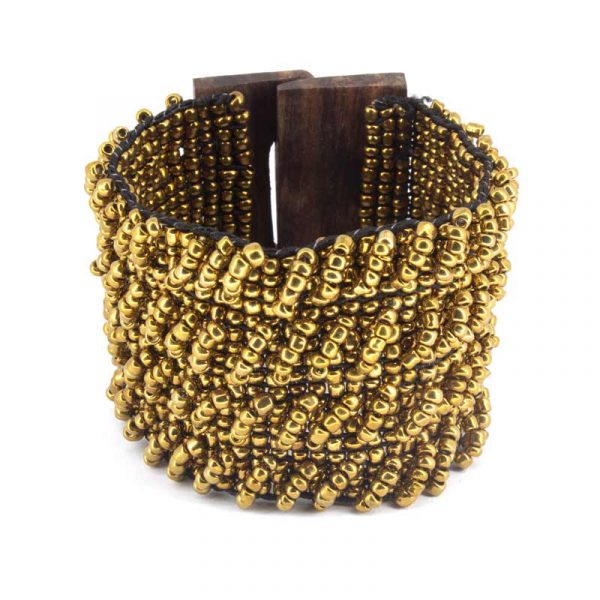 Pulseira de miçangas dourada
