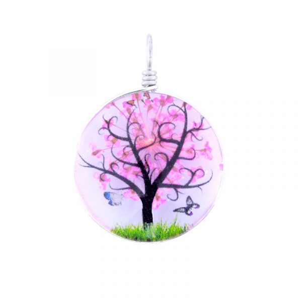 Pingente de Árvore da Vida Rosa