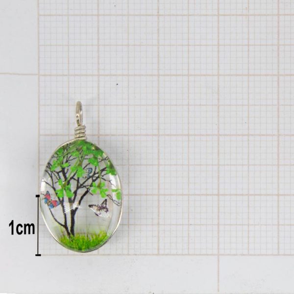 Pingente de árvore da vida oval verde - Image 2
